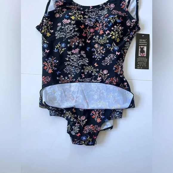 NWT Black Floral Shore Shapes Swim Dress Women Size 12 - Picture 2 of 7